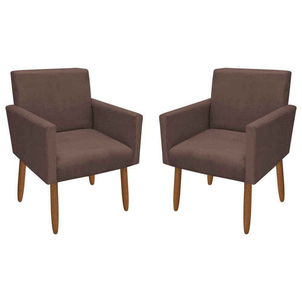 Kit 2 Poltronas Decorativa Nina Veludo Marrom