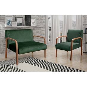 Conjunto Decorativo Anita Kit Namoradeira + Poltrona Sala, Recepção Verde 270