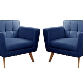 Kit 2 Poltronas Decorativas Bruna Sala de Estar Quarto Recepção Azul Marinho
