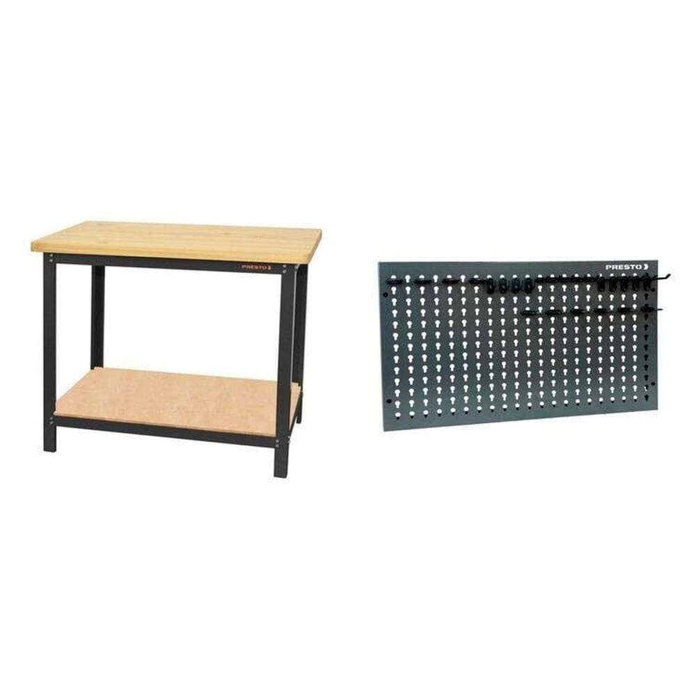 Conjunto de Organização Profissional 1 Bancada Aberta Cm 1 Painel para Ferramentas em Aço Presto Preto
