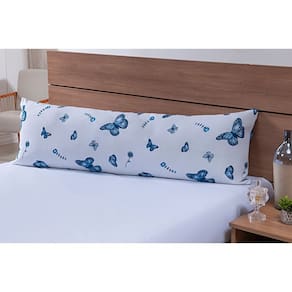 Fronha Para Travesseiro de Corpo 1,40mx45cm 100% Algodão 180 Fios Borboleta Azul