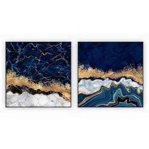 Kit Com 2 Quadros Decorativos Abstratos Com Moldura Para Sala Quarto Escritório 32x32 Abstrato 012