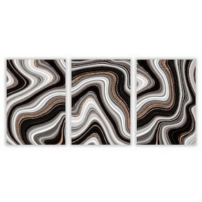 Kit Com 3 Quadros Decorativos Abstratos Com Moldura Para Sala Quarto Escritório 67x92 Abstrato 020