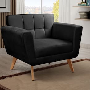 Poltrona Decorativa Bruna Sala de Estar Quarto Recepção Preto