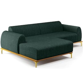 Sofá 6 Lugares Com Chaise Esquerdo 350cm Verde Musgo