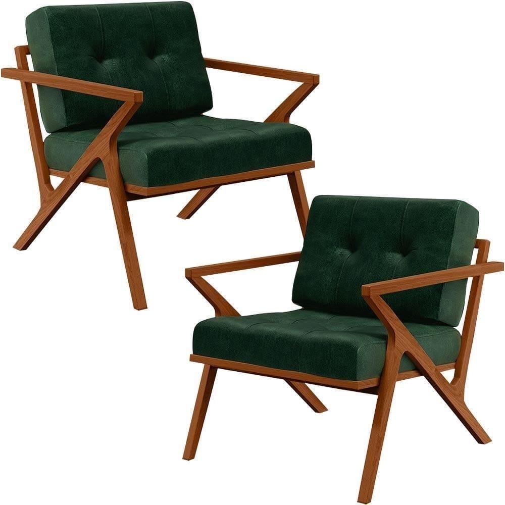 Kit 02 Poltronas Com Cintas De Corano Facto Verde Musgo