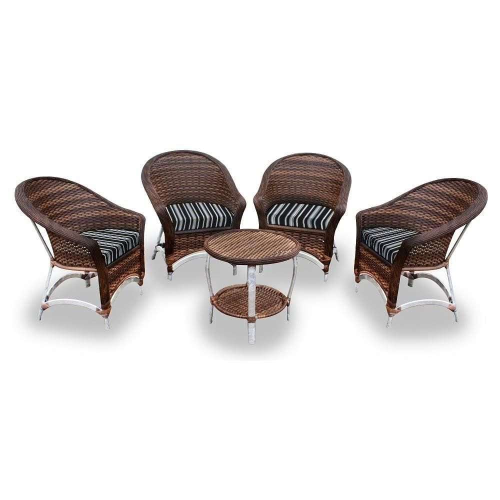 4 Poltronas + 1 Mesa Centro Friso Preto