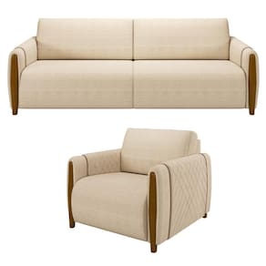Kit Sofá 03 Lugares 223Cm Com Poltrona Flora M03 Bege