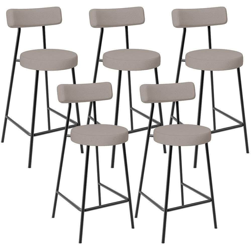 Kit 05 Banquetas Baixa Para Cozinha Sala De Jantar Bancada Milão L02 Linho Bege