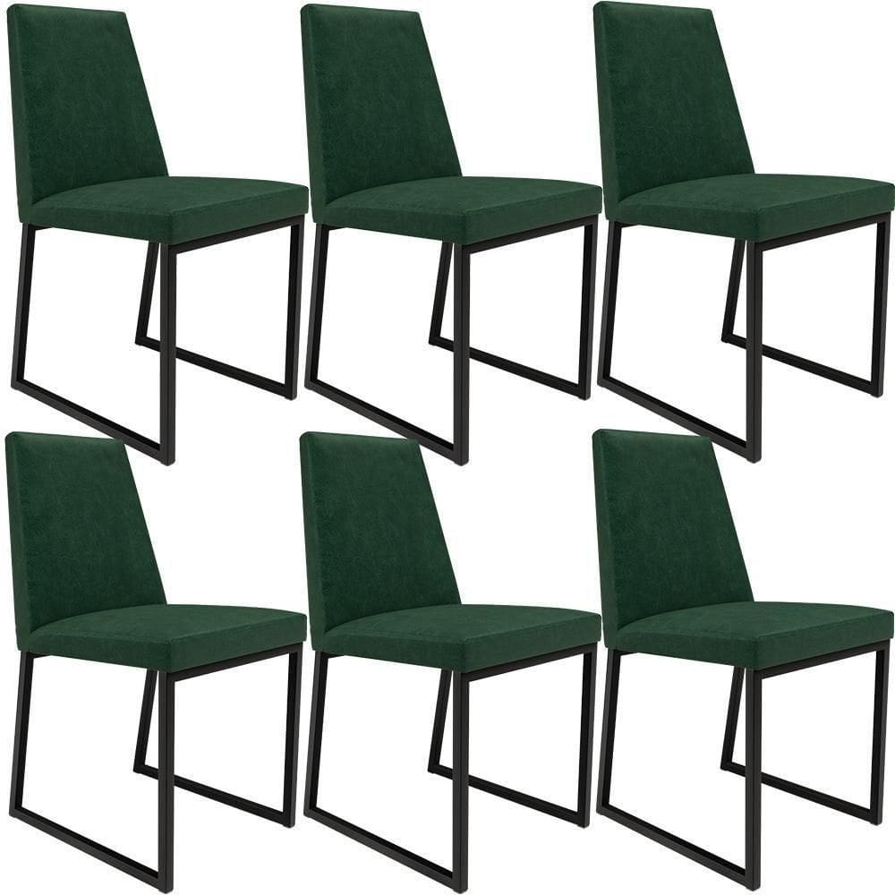 Kit 06 Cadeiras Sala De Jantar L02 Verde Musgo