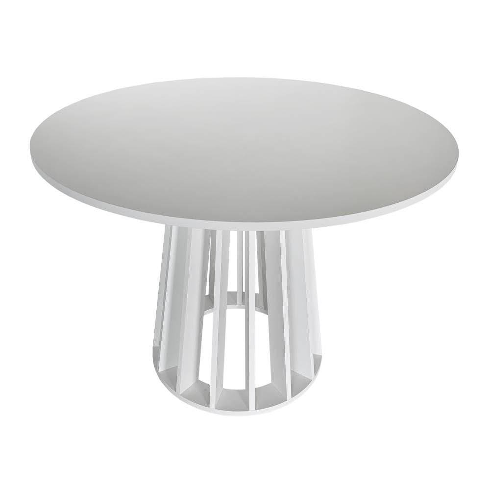 Mesa De Jantar Redonda 6 Lugares 120Cm Em Mdf Gabi Branca