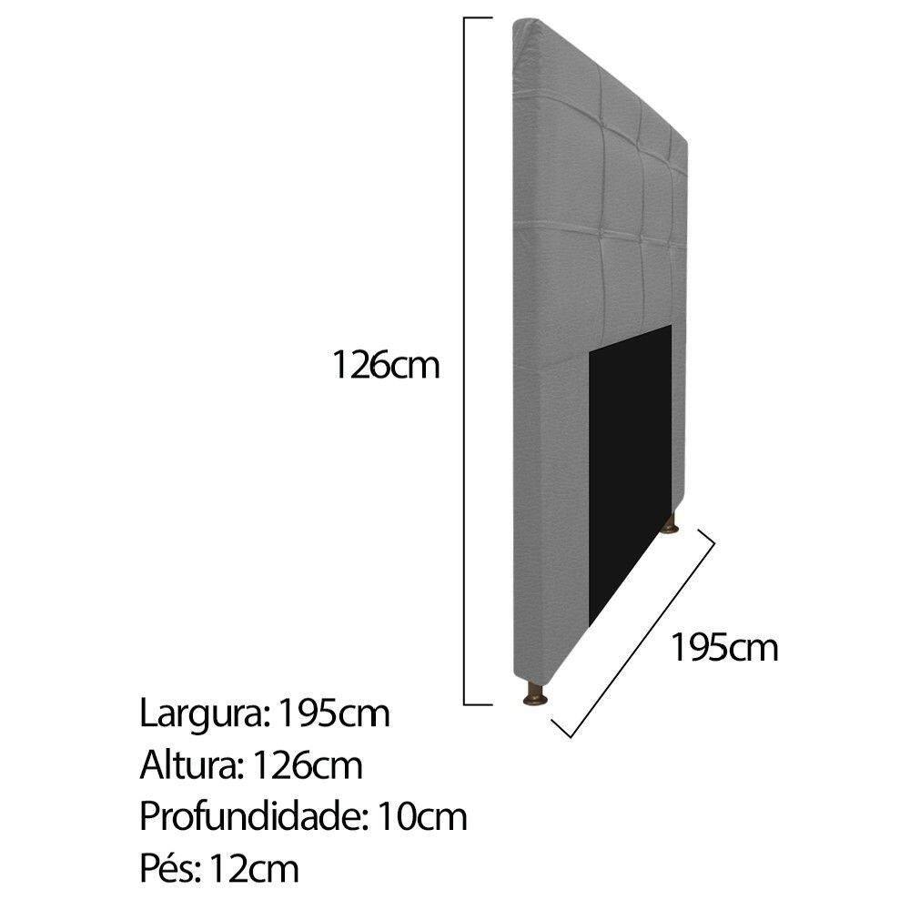 Cabeceira E Calçadeira Baú Mel 195 Cm King Size Com Capitonê Corano Cinza