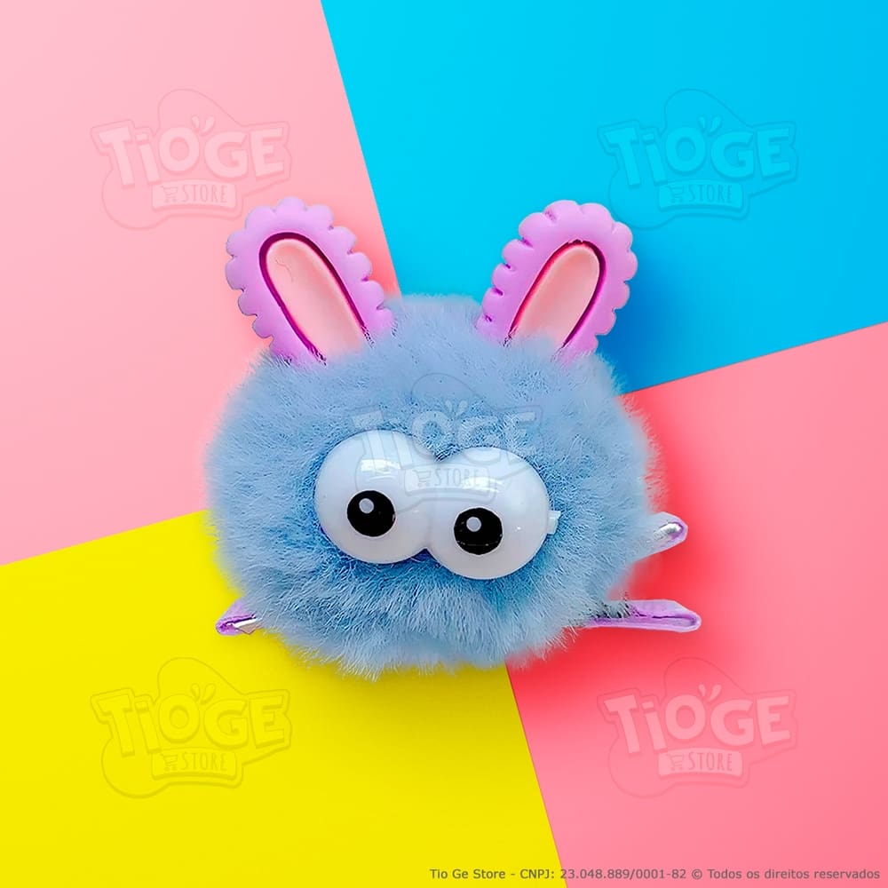 Monstrinho Bolinha de Pelúcia Pequeno Presilha Cabelo Maluco Bichinho Olhos Grandes Fofo Engraçado Azul