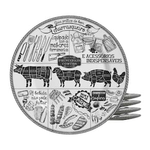 Jogo De Pratos Sobremesa Cerâmica 20Cm Kit 4Pcs Churrasco