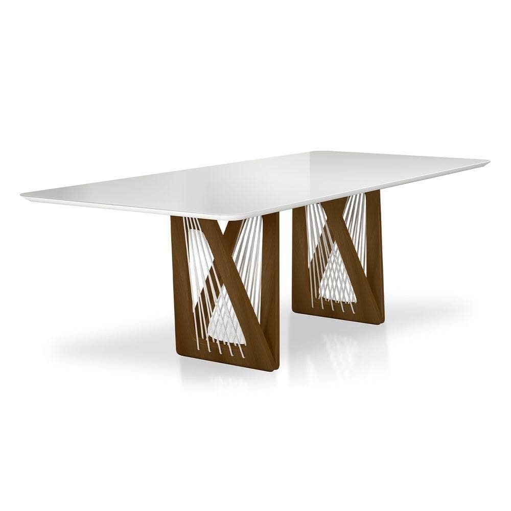 Mesa De Jantar Áustria C03 218X110cm Laca Off White/Caramelo