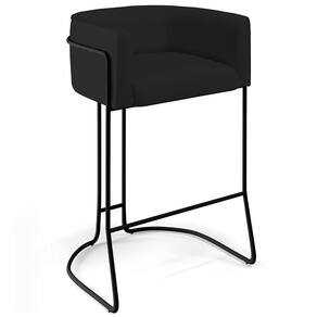Banqueta Decorativa Betina D02 Veludo Preto C-300