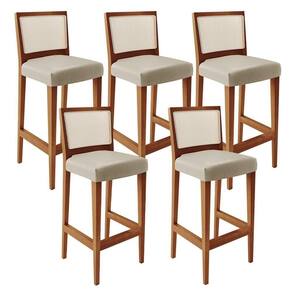 Kit 05 Banquetas Alta Para Encosto Tela Branco Facto Pérola