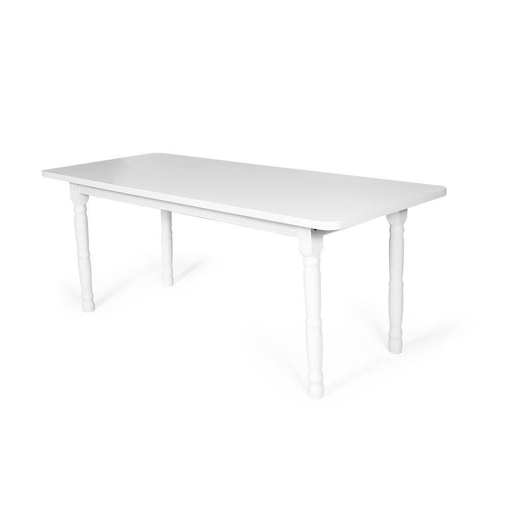Mesa Retangular 8 Lugares De Madeira 200x80cm Itália Branca