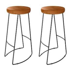 Kit 2 Banquetas Altas Industrial Madeira Maciça Peroba Rosa