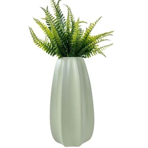 Vaso centro de mesa verde menta moderno c/ planta artificial