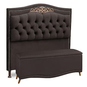 Cabeceira E Calçadeira Baú Box Queen Size 160cm Chocolate
