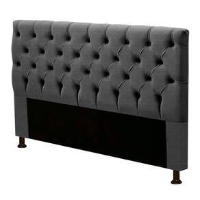 Cabeceira Estofada Box Casal King Size 195cm Linho Grafite
