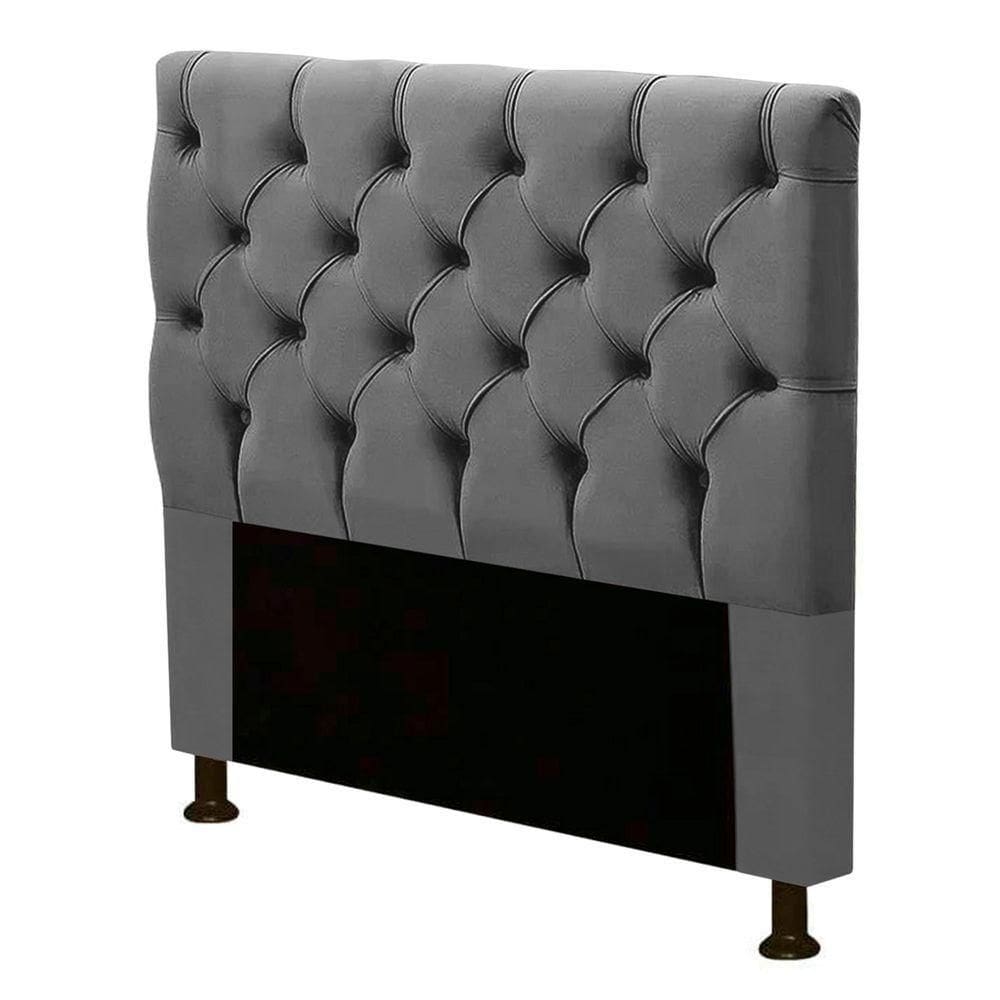 Cabeceira Cama Box Solteiro Cristal 90cm Suede Cinza