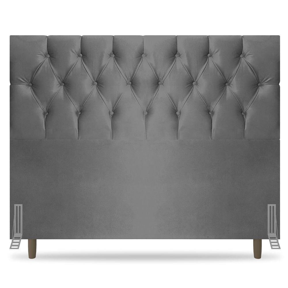 Cabeceira Cama Box Casal King Size Madrid 195cm Suede Cinza