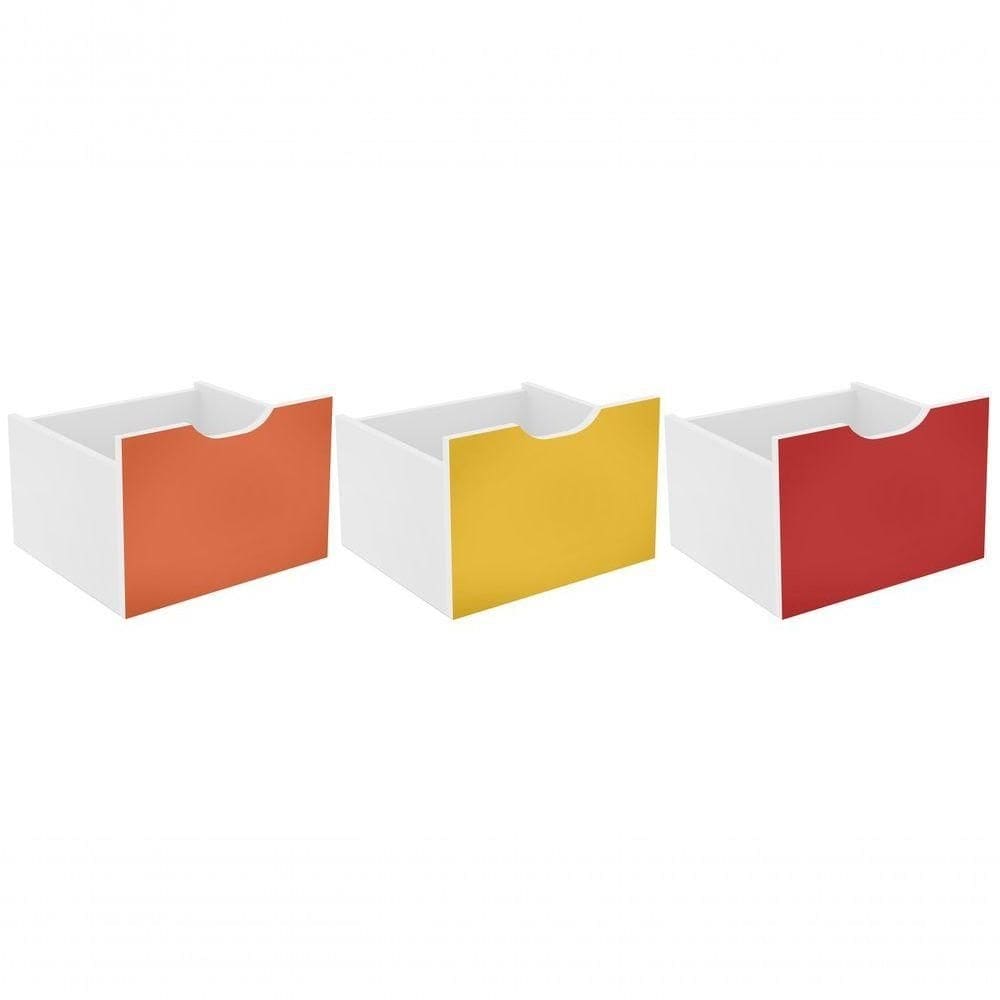 3 Gavetas Para Nicho Organizador Laranja Amarelo Vermelho