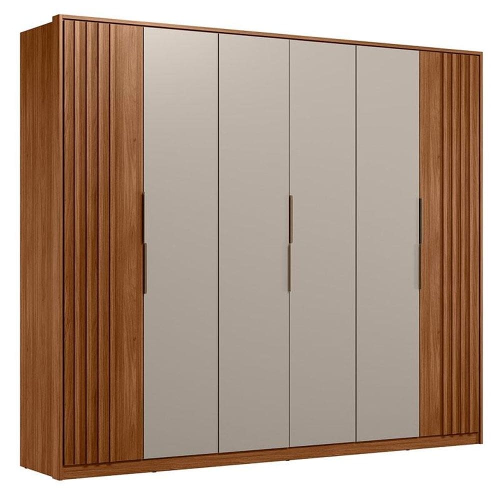 Guarda Roupa Casal Ripado Atrice Ambiente 6 Portas Nogueira Nude Prime TX Demóbile - Demartêz