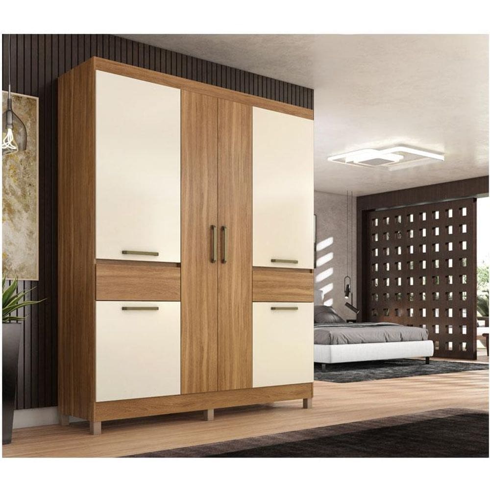 Guarda Roupa Casal Ambiente Mauá Amêndola Off White - Demóbile