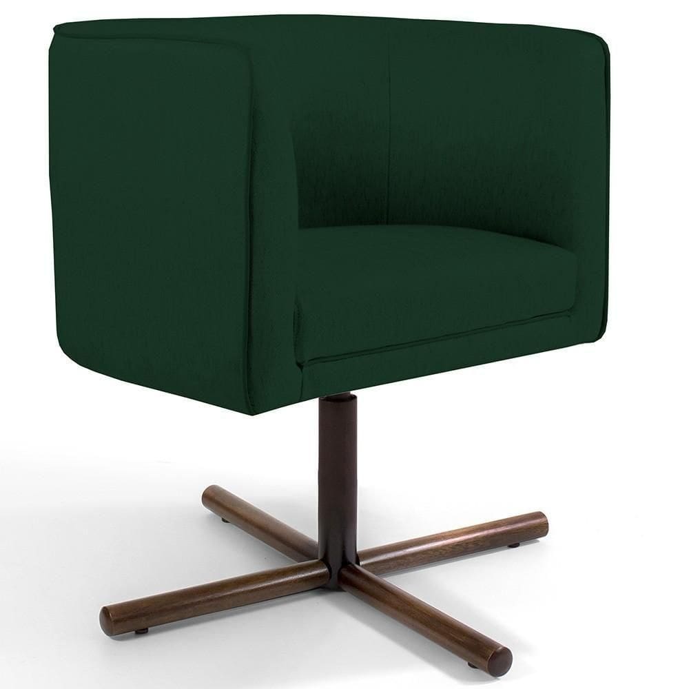 Poltrona Giratória Base X Veludo Verde Musgo C-303