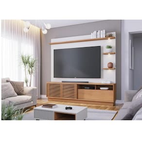 Estante Home Theater Ambiente Campeche Freijó Off White Matte - Colibri