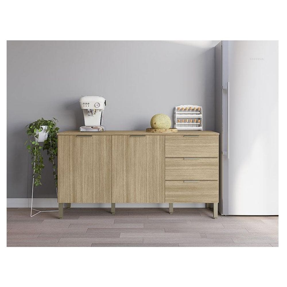 Balcão de Pia Ambiente Glam 160 cm com Tampo Freijó - Kits Paraná