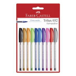 Caneta Esferográfica Trilux 032 Colors 1.0mm Colorida c/10 Unidades Faber Castell