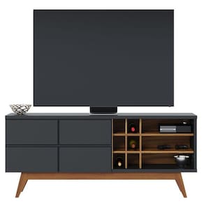Rack Bancada Noronha 1.8 Preto Acetinado Noce Milano - Colibri