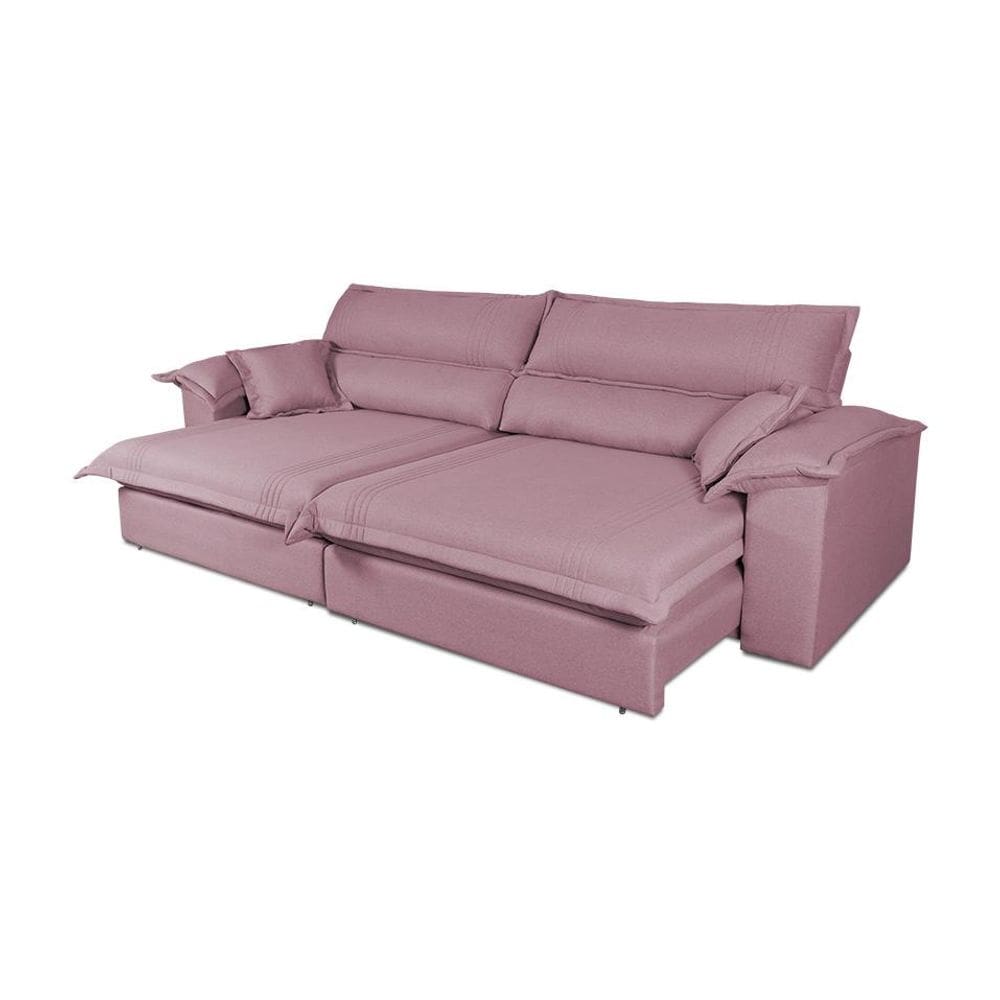 Sofá Retrátil Reclinável 3,00m Nivus Rose Molas Ensacadas - King House