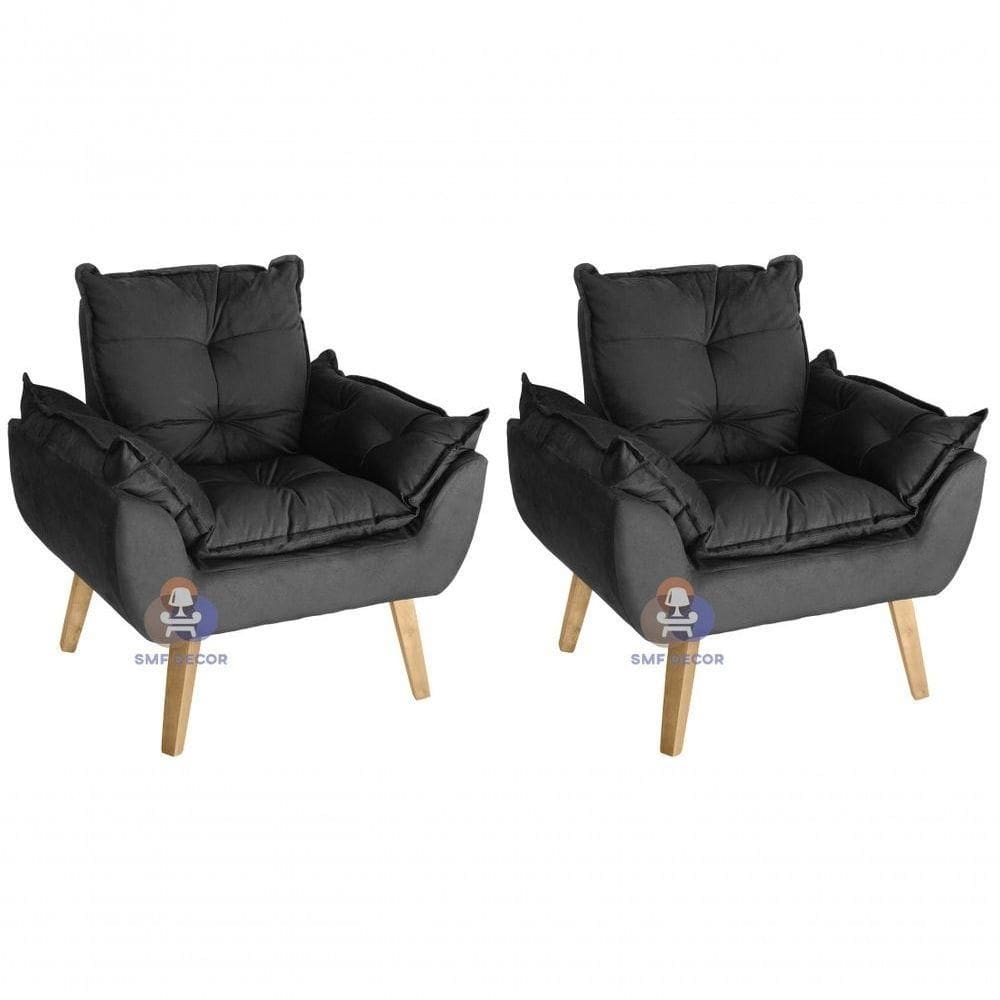 Kit 02 Poltrona Opala Suede Preto