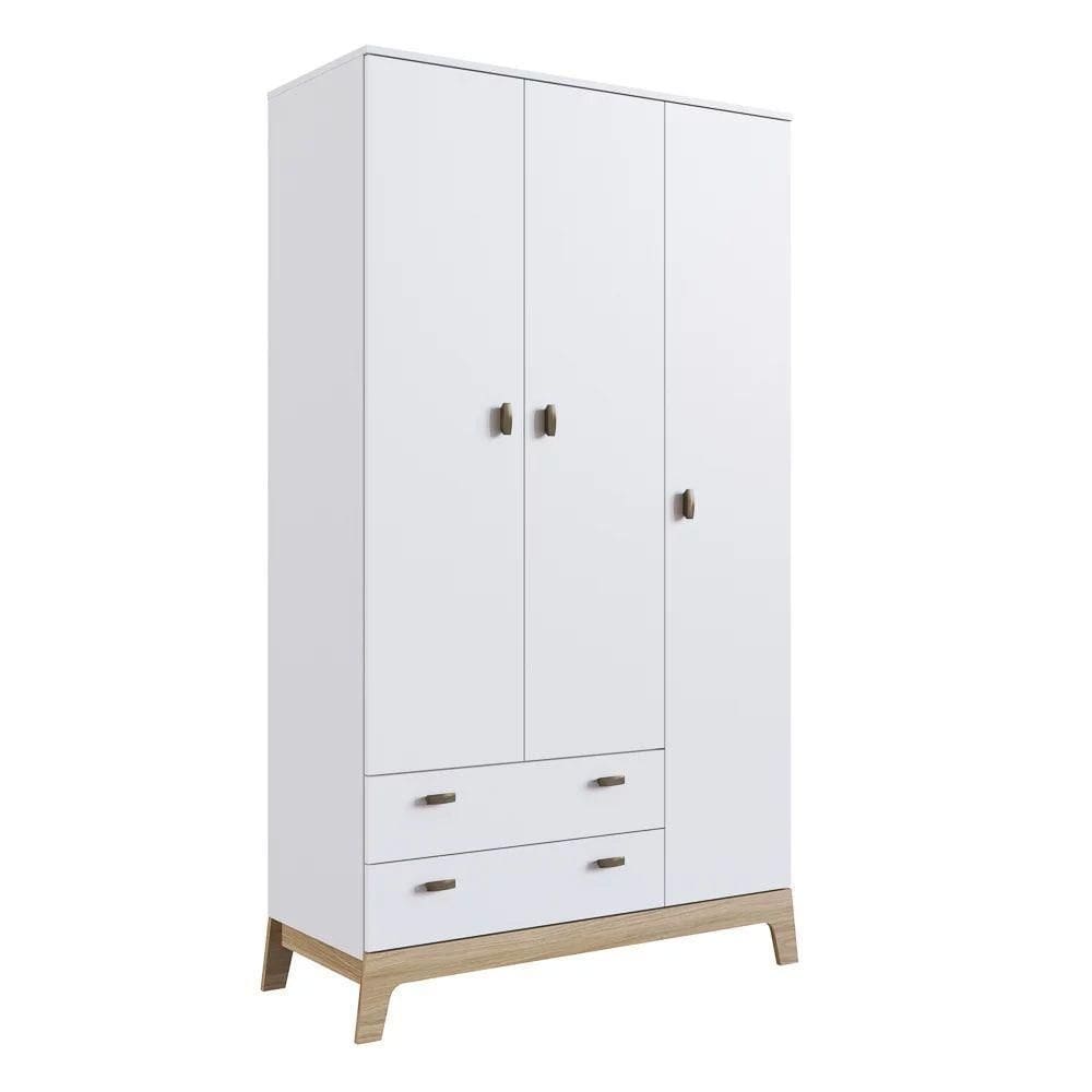 Guarda Roupa Infantil 108Cm 3 Portas 2 Gavetas Favo De Mel 006 Branco - Completa Móveis