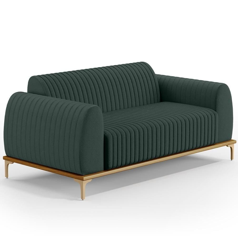 Sofá 2 Lugares Molino 150 Cm Pés D`ouro Verde Musgo C-117