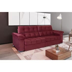 Sofá Retrátil E Reclinável 250 Cm Espanhol Veludo Bordô