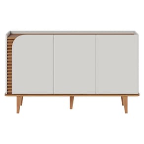Cristaleira e Aparador Buffet Para Sala Jurerê Off White Matte Freijó - Colibri