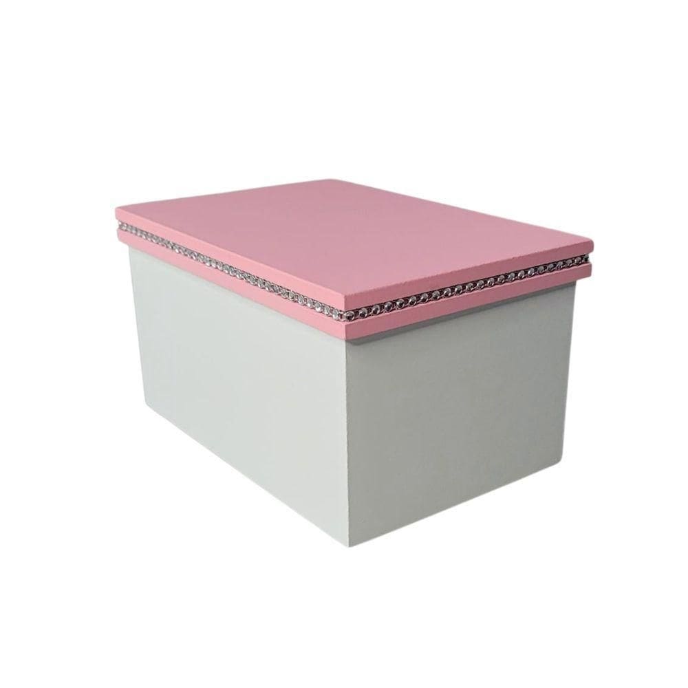 Caixa Personalizadas Para Duas Canecas Com Strass (18x12x10,5) Rosa/branco