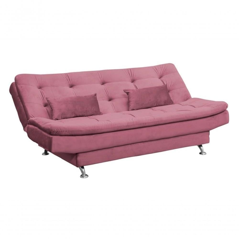 Sofá Cama Casal Reclinável Salomé - Veludo Rosê
