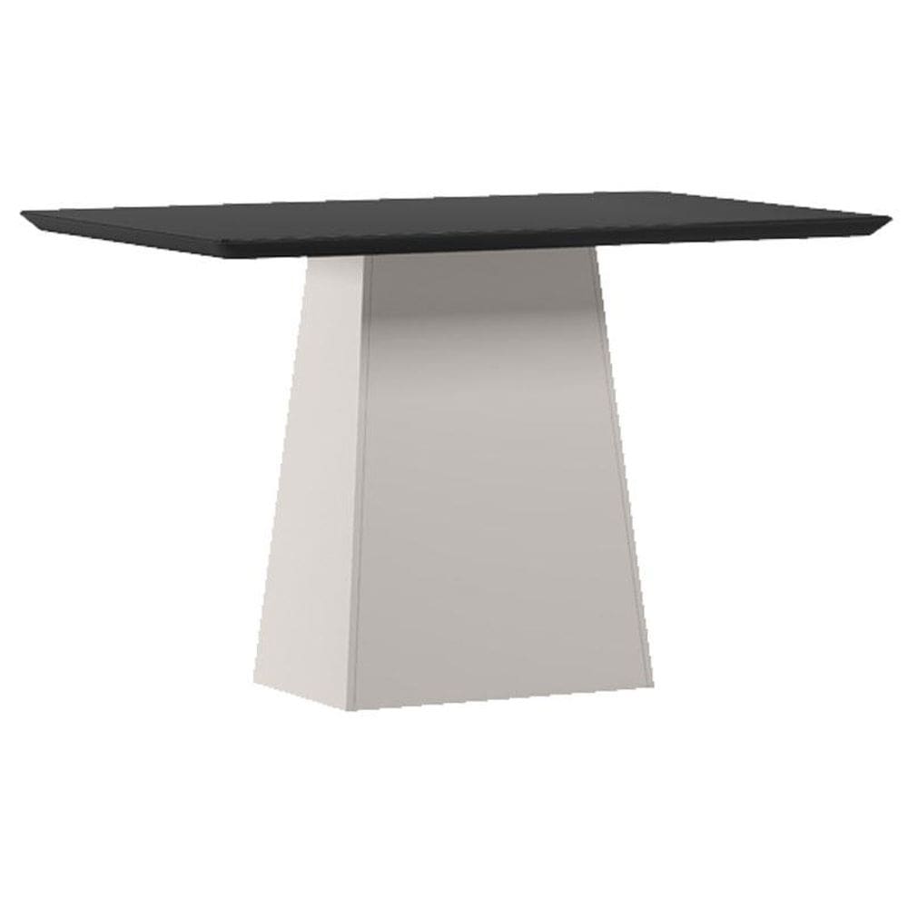Mesa de Jantar 120 cm Barbara com Vidro Off White Preto  - New Ceval