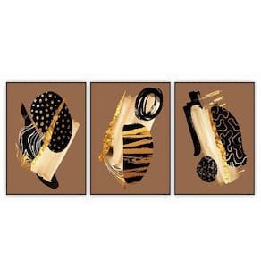 Kit Com 3 Quadros Decorativos Abstratos Com Moldura Para Sala Quarto Escritório 62x77 Abstrato 019