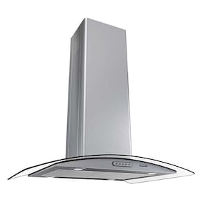 Coifa Ilha 75Cm Vidro Curvo 3 Velocidades Inox Inox 220V