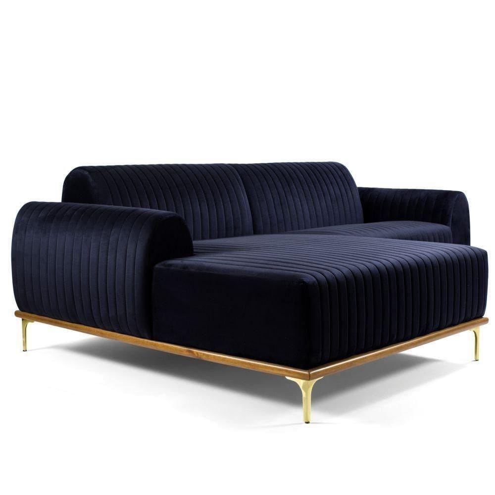 Sofá 3 Lugares Com Chaise Molino 230 Cm Azul Marinho C-287
