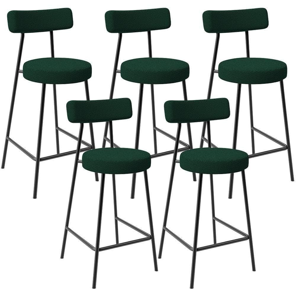 Kit 05 Banquetas Baixa Para Cozinha Sala De Jantar Bar Bancada Milão L02 Bouclê Verde