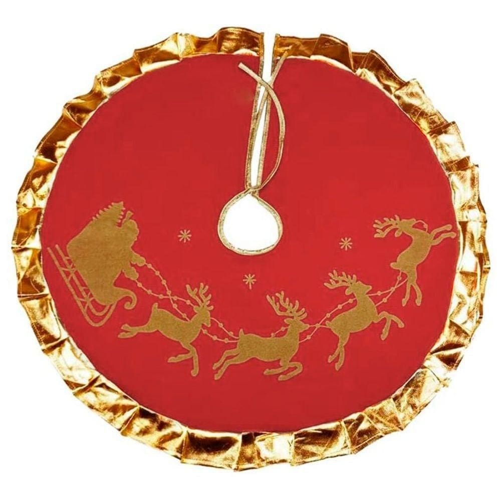 Saia Para árvore De Natal Vermelha Temática Papai Noel Rena 86cm